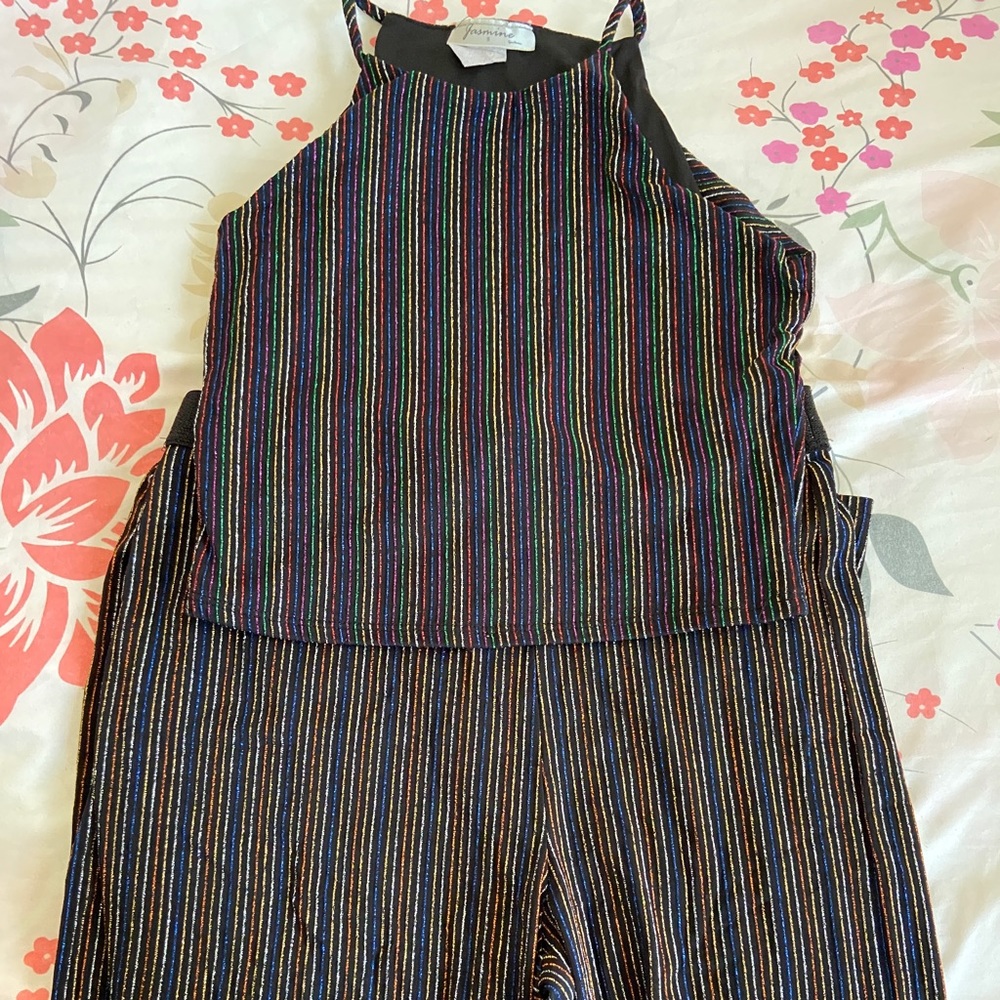 Rainbow Colored Two Piece Jumpsuit, Size L